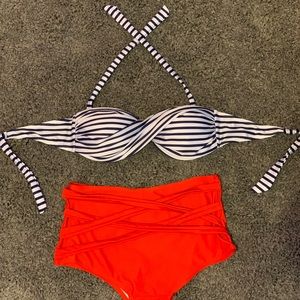 Tube top/ high waist VINTAGE 2piece bathing suit